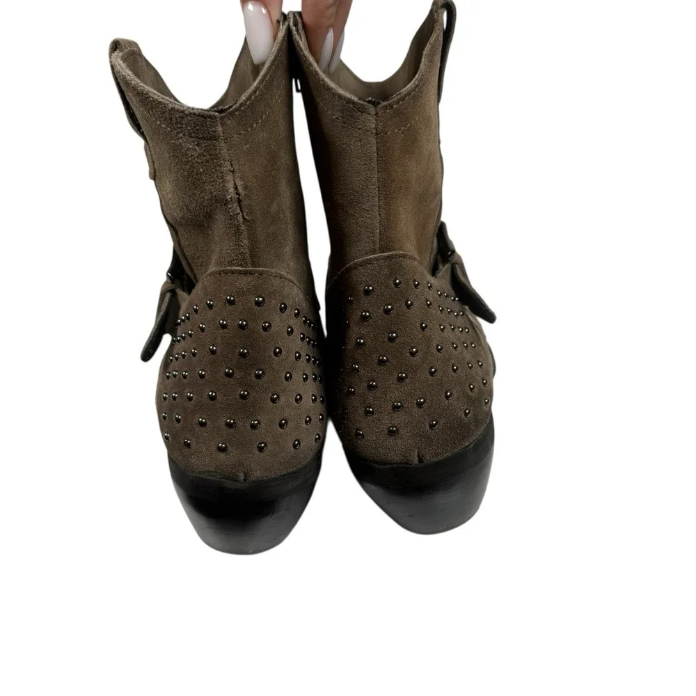 Emanuele Crasto‎ Suede Studded Western Cowgirl Boho Point Toe Ankle Booties 7.5